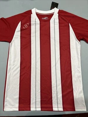 Camiseta de fútbol Xara manga corta rayas rojas y blancas juvenil grande nueva Foto 1 de 4