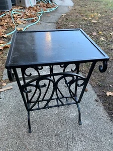 Vintage Wrought Iron Metal Outdoor Table Planter Garden Plant Stand 16X15x24" - Picture 1 of 9