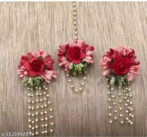 Beautiful Pink Floral Set for Haldi Ceremony wedding Function Bridal Jewelry - Picture 1 of 1