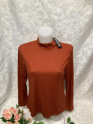 Boohoo Daisy Turtle Neck Women Rib Jumper Size 16 Amber Long Sleeve New Free P&P - Image 1 of 3