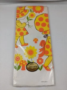 Vintage Hallmark Retro Paper Table cloth Sue Bonnet Girl  Mushroom Yellow Orange - Picture 1 of 2