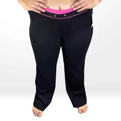 Pantalones deportivos de yoga GW SPORT vintage negros rosas elásticos años 90  Foto 1 de 4