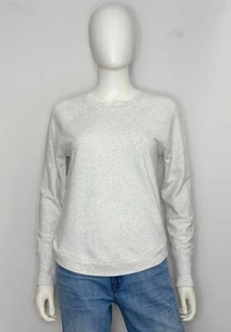 Athleta Womens Sweatshirt S Cotton Blend Heather White Gray Crew Neck Pullover - Picture 1 of 8