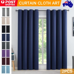 2X Blockout Curtains Thermal Blackout Curtains Fabric Pair Eyelet for Bedroom AU - Picture 1 of 21