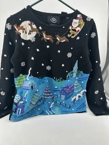 Michael Simon Pullover Weihnachten Winterszene Ugly Sweater (siehe Beschreibung) - Bild 1 von 16