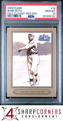 2002 FLEER FALL CLASSIC RED SOX #16 BABE RUTH HOF POP 1 PSA 10 - Image 1 of 3