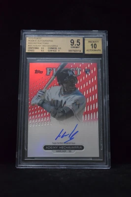 2013 Topps Finest #RA-AH Adeiny Hechavarria RC BGS 9.5 Auto 07/25 Red Refractor - Image 1 of 2