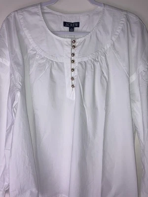 Nuevo top popover fruncido J.Crew para mujer XL blanco algodón popelina hombro caído Foto 1 de 4