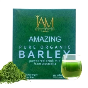 1 Box I AM Worldwide Amazing Pure Organic Barley Powdered Drink Mix 10-Sachets - Picture 1 of 8