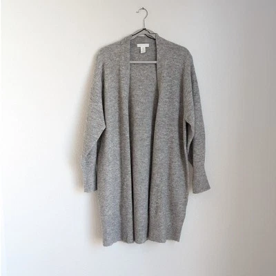 H&M HM Gray Wool Blend Open Front Long Sleeve Long Cardigan, size M - Image 1 of 4