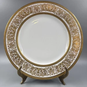 3 Charles Reizenstein Speiseteller Gold mit Risen Filigran Limoges Frankreich 9,75" - Bild 1 von 12