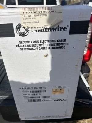 Southwire 700’ Black Security And Electronic CableCoaxial RG6 18CCS 40AL CM 75C - Image 1 of 4
