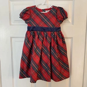 Max Studio Kids Holiday Red Blue Green Plaid Dress With Bow Size 5 Christmas - Picture 1 of 6