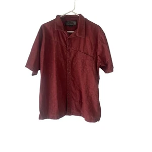 Prana Men's Size XL Red Short Sleeve Organic Cotton Outdoor Button Up Shirt - Picture 1 of 10