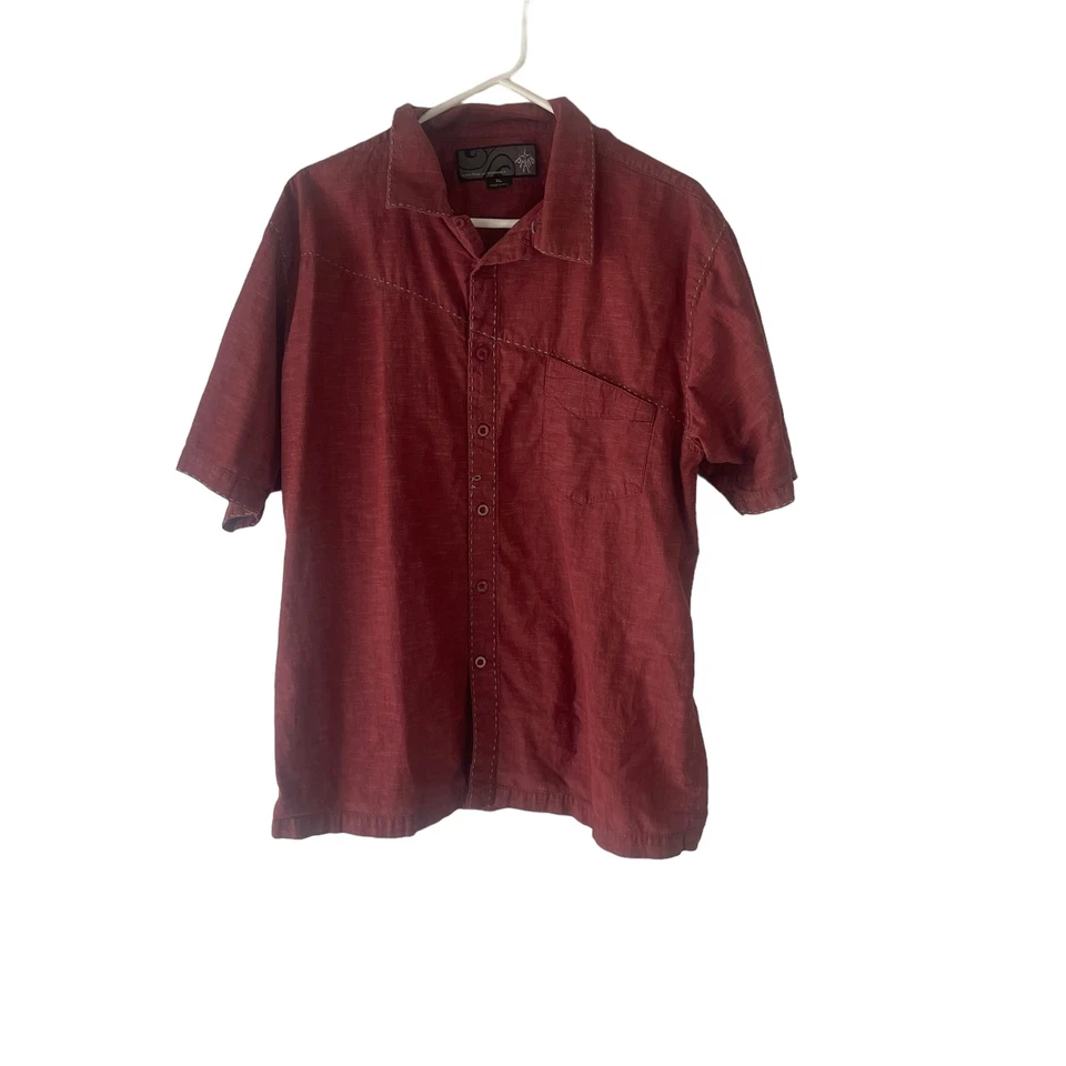 Prana Men's Size XL Red Short Sleeve Organic Cotton Outdoor Button Up Shirt - Image 1 of 4