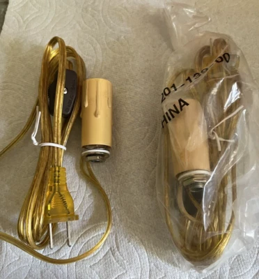 New CANDLESTICK ADAPTER KIT W/ 2" Drip Candle Cover 5' 8" Gold Cord FREE SHIP!