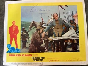 Tarjeta de vestíbulo autografiada de REX HARRISON La agonía y el éxtasis; sin certificar - Imagen 1 de 2