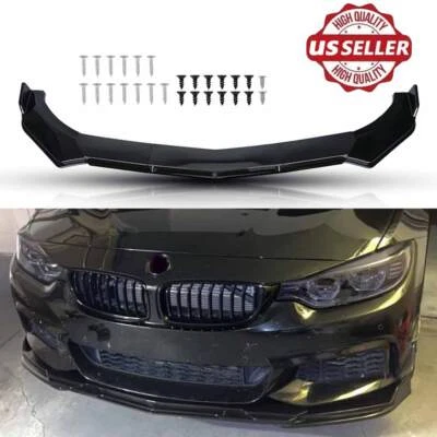 Front Bumper Lip Splitter Spoiler Glossy Black For BMW F22 235i 240i F23 F87 M2 - Image 1 of 4