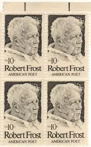 ROBERT FROST-Block of 4 Collectible Unused 1974 Stamps-FREE SHIP - Picture 1 of 1