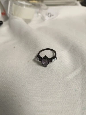 Anillo Baguette Topacio Amatista Marquesa 1.62ct Talla 5 Chapado en Iones Negro Foto 1 de 4