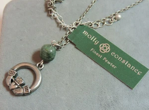 NWT Molly Constance Collana Con Pendente Claddagh In Peltro Color Argento Ci 1 - Foto 1 di 2