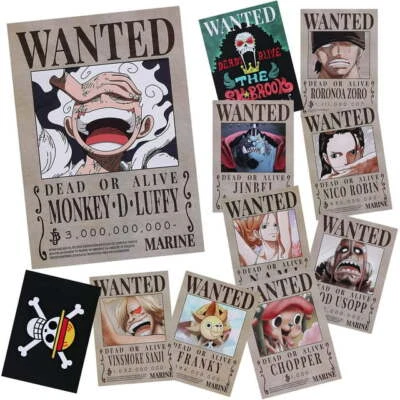 11 PCS Anime Nika Luffy 3 billion Wanted Bounty Paper Poster Straw Hat Pirates - Image 1 of 4