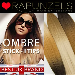 STICK PUNTA OMBRE MICRO ANELLO capelli setosi dritti remy estensioni umane 1 GRAMMO - Foto 1 di 14