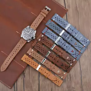Cinturino orologio in pelle grigio-blu con cuciture multifori - Foto 1 di 38