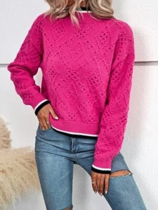 Damen Pullover Strickpullover rosa gestreift Borte Gr. 2XL maritim Sommer Nacht - Bild 1 von 8