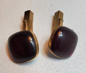 Vintage Swank Dark Maroon Square Cufflinks - Picture 1 of 2