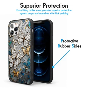Phone cases for iPhone 16, 15, 14, 13, 12, 11 pro max, butterfly stained glass - Picture 1 of 13