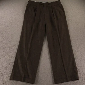 Pantalones Luciano Barbera Para Hombre 35 Marrón 100% Lana Tweed Pantalones Italia 35x29 - Imagen 1 de 11