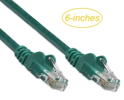 0.5ft CAT5e UTP RJ45 Copper Ethernet Patch Cable w/Snag-less Molded Boots, Green - Image 1 of 3