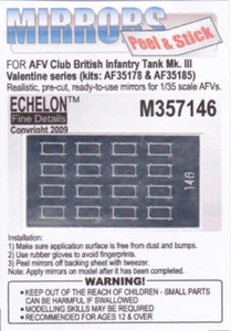 Echelon 357146 1/35 British Mk III Valentine Infantry Tank Mirrors for AFV (Peel - Picture 1 of 1