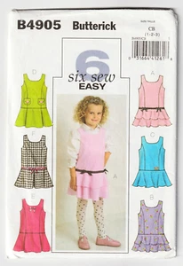 Butterick B4905 Toddlers Jumper-Princess Seams-Zipper 1-2-3 Sewing Pattern UNCUT - Picture 1 of 2