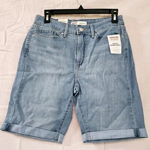 levi strauss signature women and bermuda shorts size 6'w28 blue - Picture 1 of 2