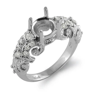 Anillo de compromiso de boda de diamantes redondos de 0,30 quilates semi montaje nupcial platino 950 G   - Imagen 1 de 3