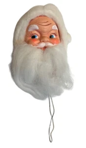 Cappello Vintage Testa di Babbo Natale Pick Ornamento Cotone Barba Feltro Plastica Faccia Made Japan - Foto 1 di 9