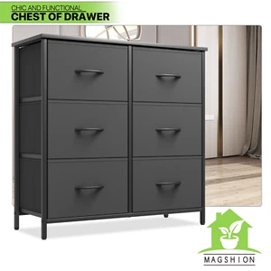6-Drawer Dresser Chest of Fabric Double Drawers For Living Room Storage Cabinet - Picture 1 of 10