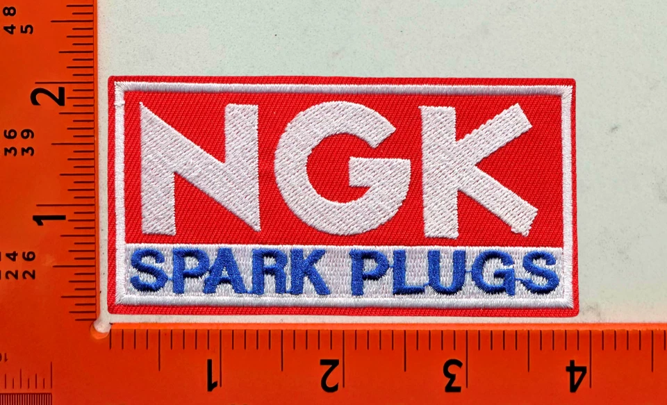 NGK Spark Plugs Patch – Embroidered Iron-On Sew-On Automotive Racing Logo Badge