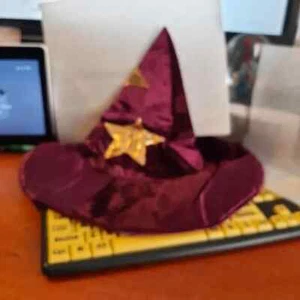 NEW! Velvet Stars Costume Witch Hat Burgundy - Picture 1 of 2
