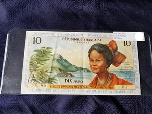 French Antilles 10 Francs 1964 Pick #8b Extra Fine Serial #92190 - Picture 1 of 2