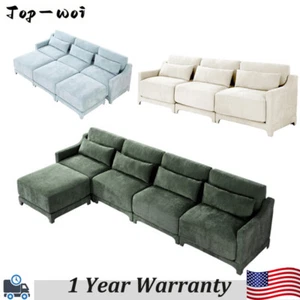 2-4 Seat Elegant Chenille Sponge Sofa Set Lumbar Pillow Living Room w/O Ottoman - Picture 1 of 78