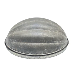 Vintage Cake Mold Oval Shell Tin Ribbed w/ Lid Steam Cake Pudding Jello - Picture 1 of 9