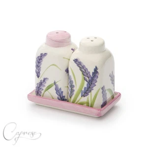 Bassano Ceramic Salt and Pepper Shaker 2 13/16in High Lavender Motif New - Picture 1 of 4