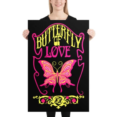 BUTTERFLY OF LOVE - 36 x 24 LARGE ART PRINT Vintage Brady Bunch 70's Style - Image 1 of 2