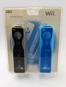 Offizielle Nintendo Wii Fernhandschuhe versiegelt NEU in Packung schwarz und blau - Bild 1 von 4