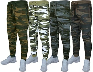 Mens Slim Fit Jogging Bottoms Camouflage Skinny Sweat Pants Zip Pockets S - 2XL - Picture 1 of 6