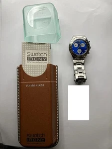Uhr Original SWATCH Irony Chrono Medium EGERIA (YMS100G)-kompl.funkt-Blau/Silber - Picture 1 of 10
