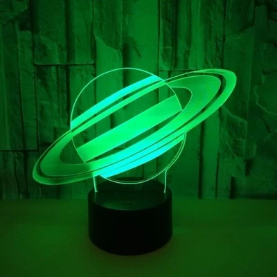 3D Planet Saturn Night Light 7 Color Change LED Desk Lamp Touch Decor XMAS Gift - Image 1 of 4